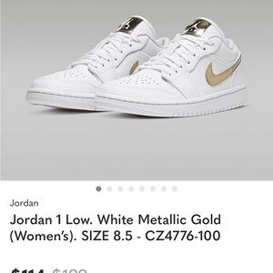 Jordan Low Top Sneakers — White with Gold Accent